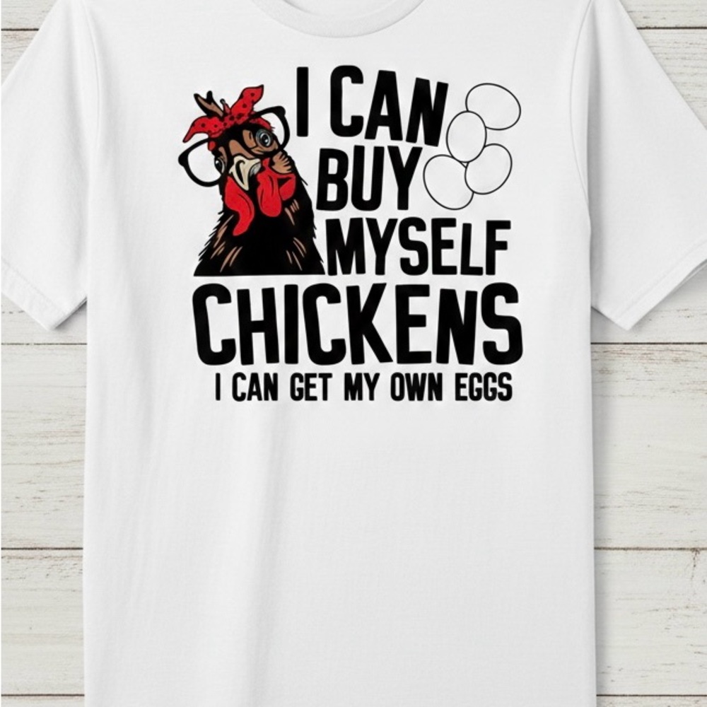White Graphic Chicken T-Shirt